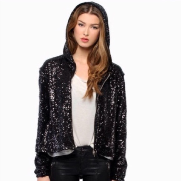 Tobi Jackets & Blazers - Black Sequin Hoodie